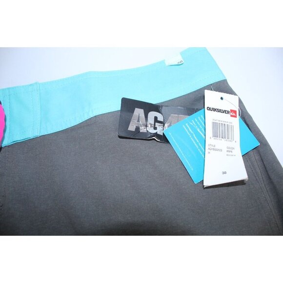 Quick Silver Swim Shorts Men's 38 Gray Blue Scotch Guard Pockets Swimwear Beach - Picture 7 of 12